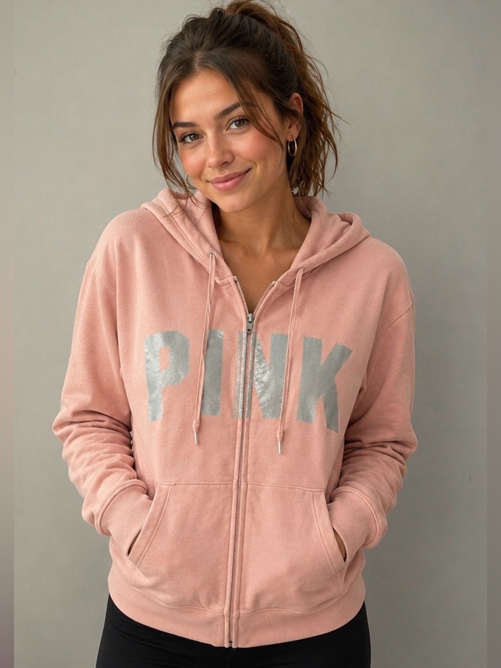 PINK Victoria's Secret Light Pink Zip-Up Hoodie